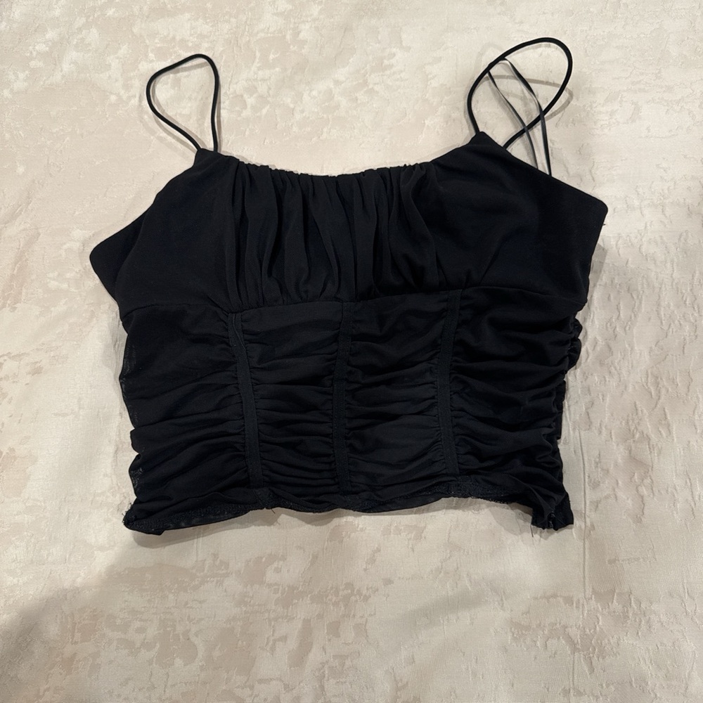 Princess Polly Black Ruched Crop Top